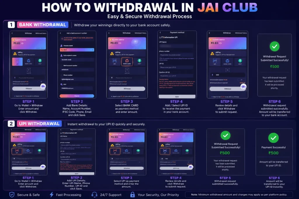 How to Withdrawal In Jai Club